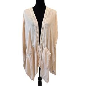NEW TREASURE & BOND Women’s Lace Trim Short Sleeve Ruana Kimono One Size